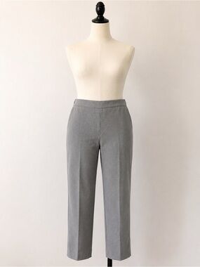 Gray Pull On Stretch Pants 16P Petite Straight Leg Slacks
